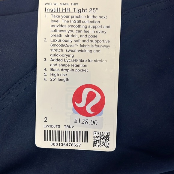 Lululemon Instill High Rise Tight 25” NWT true navy - Picture 2 of 2
